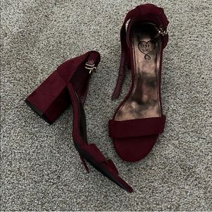 Maroon block heels